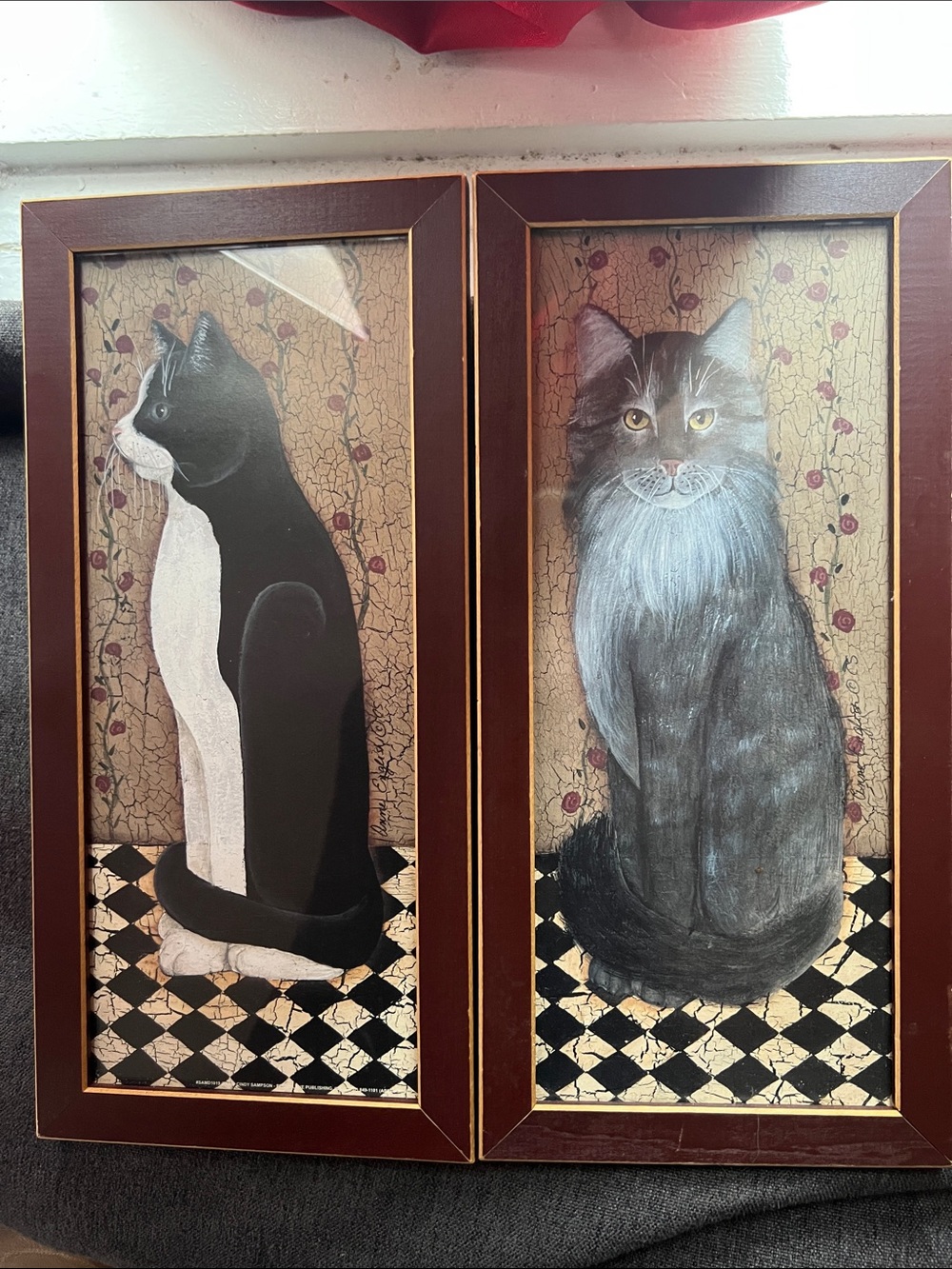 Framed Cat Artwork Set - Black and Gray Cat Prints